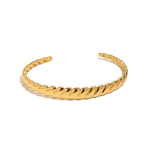 Twisted Open Cuff Bangle Bracelet - SEIYI