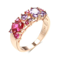Vintage Purple & Red Zircon Cluster Rose Gold Ring