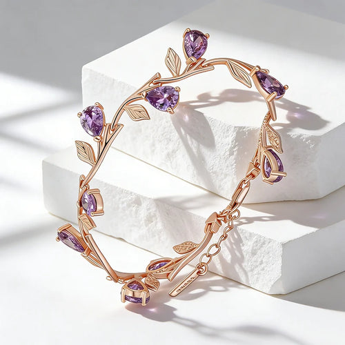 Purple Floral Branch Statement Bracelet - SEIYI