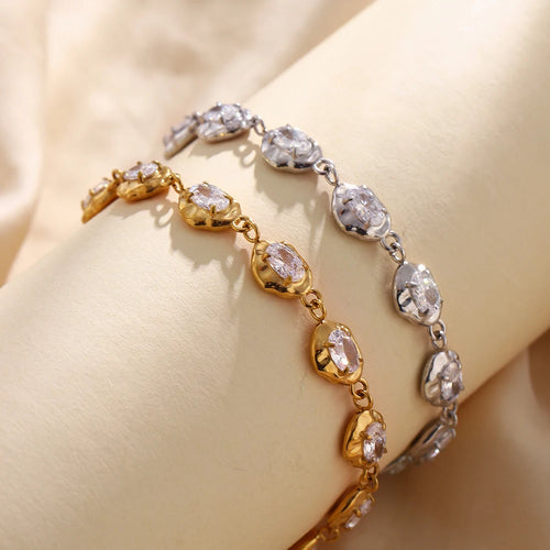 Hammered Link Crystal Bracelet - SEIYI