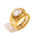 Double Band Oval Crystal Ring - SEIYI