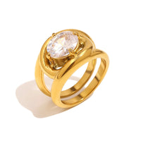 Double Band Oval Crystal Ring