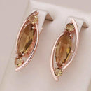 Rose Gold Light Brown Marquise Zircon Drop Earrings