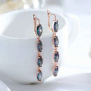 Rose Gold Color-Shifting Zircon Linear Drop Earrings