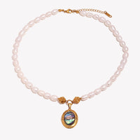 Abalone Pearl Beaded Pendant Necklace