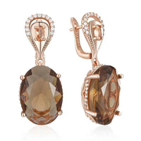 Rose Gold Smoky Topaz-Style Drop Earrings