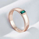 Emerald-Cut Green Zircon Minimalist Band Ring