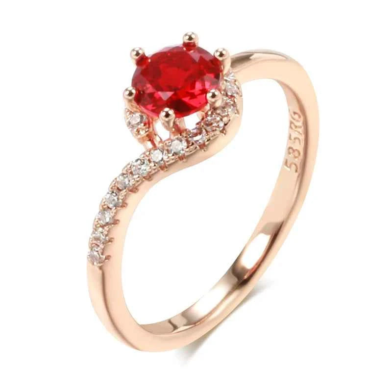 Red Zircon Solitaire with Pave Accent Band