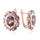 Rose Gold Purple Zircon Halo Stud Earrings