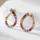 Rose Gold Multicolor Zircon Hoop Earrings