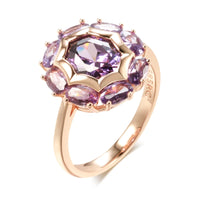 Purple Zircon Sunburst Rose Gold Statement Ring