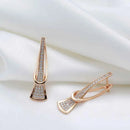 Rose Gold Pavé Zircon Geometric Drop Earrings