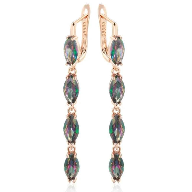 Rose Gold Color-Shifting Zircon Linear Drop Earrings