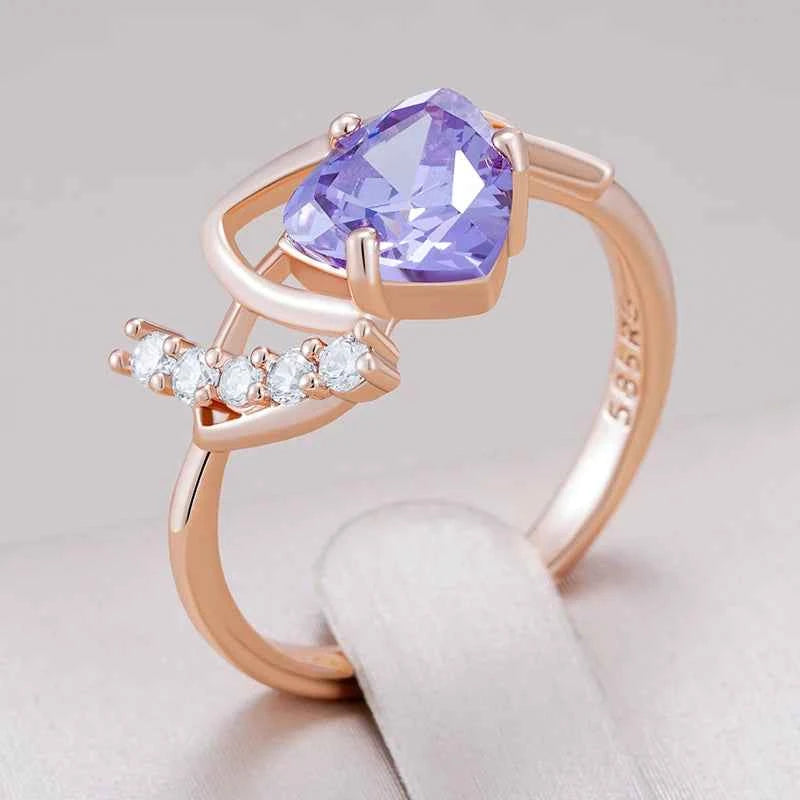 Purple Heart Zircon Crown Accent Ring