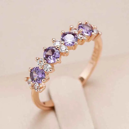 Purple & White Zircon Half Eternity Ring