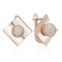 Rose Gold Diamond-Shaped Zircon Drop Earrings