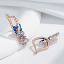 Rose Gold Blue Ombre Zircon Drop Earrings