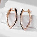 Rose Gold Black Enamel Zircon Hoop Earrings