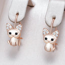 Rose Gold Cute Cat Zircon Drop Earrings