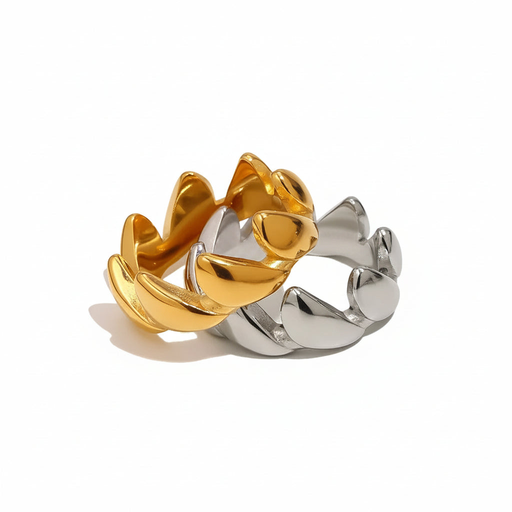 Serrated Wave Stacking Band Ring - SEIYI