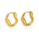 Wavy Irregular Metal Hoop Earrings - SEIYI