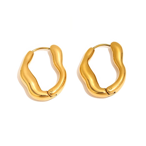 Wavy Irregular Metal Hoop Earrings - SEIYI