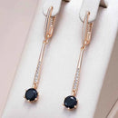 Rose Gold Black Zircon Linear Drop Earrings
