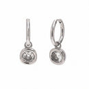 Bezel CZ Drop Hoop Earrings - SEIYI