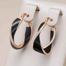 Rose Gold Twisted Enamel Hoop Earrings
