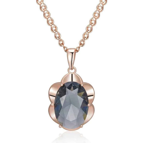 Flower Frame Grey Zircon Pendant Necklace