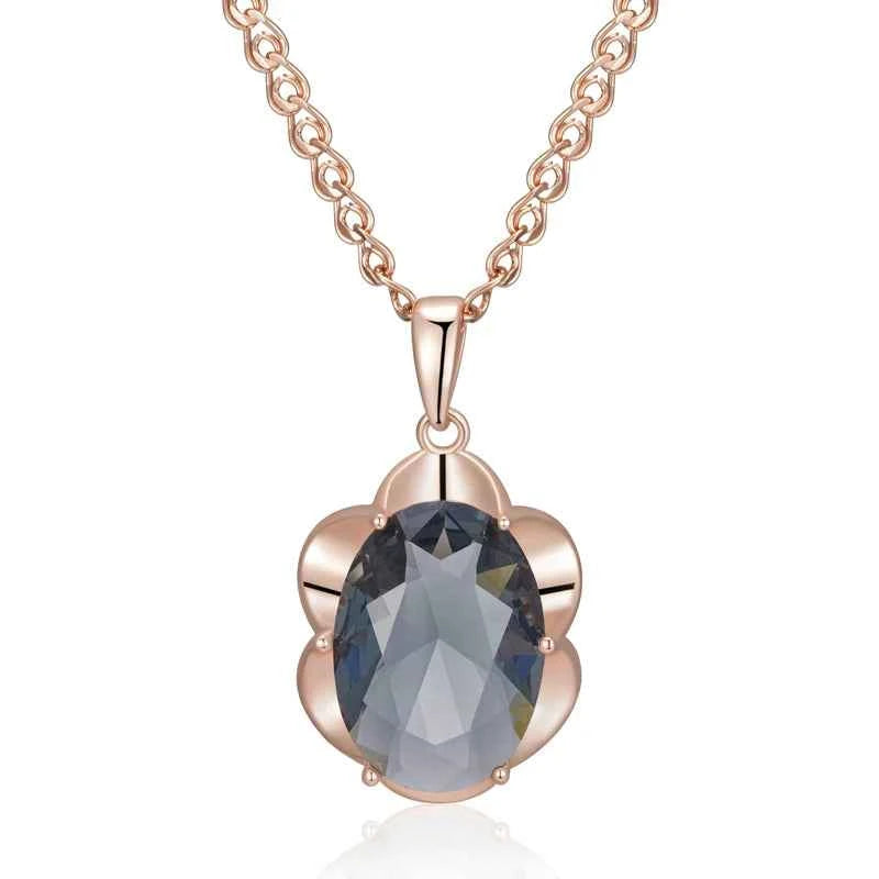 Flower Frame Grey Zircon Pendant Necklace