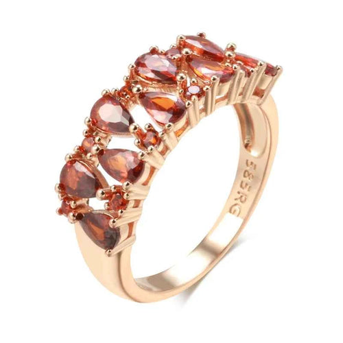 Fire Red Teardrop Zircon Statement Ring
