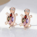 Rose Gold Multicolor Zircon Turtle Drop Earrings