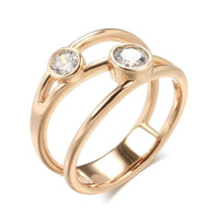 Double-Stone Geometric White Zircon Ring