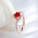 Red Zircon Solitaire with Pave Accent Band