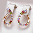 Rose Gold Multicolor Zircon Hoop Earrings
