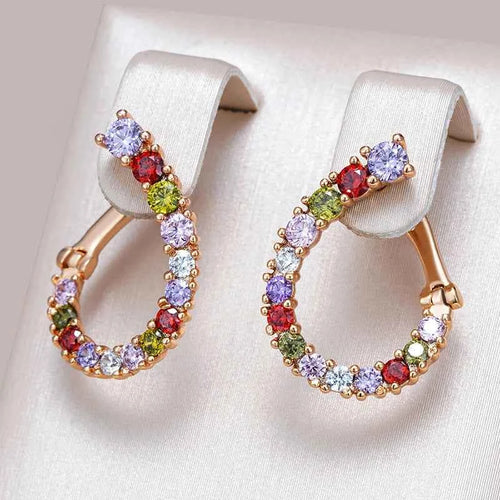 Rose Gold Multicolor Zircon Hoop Earrings