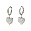 Iridescent Heart Drop Hoop Earrings - SEIYI