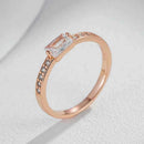 Emerald-Cut White Zircon Half-Eternity Ring