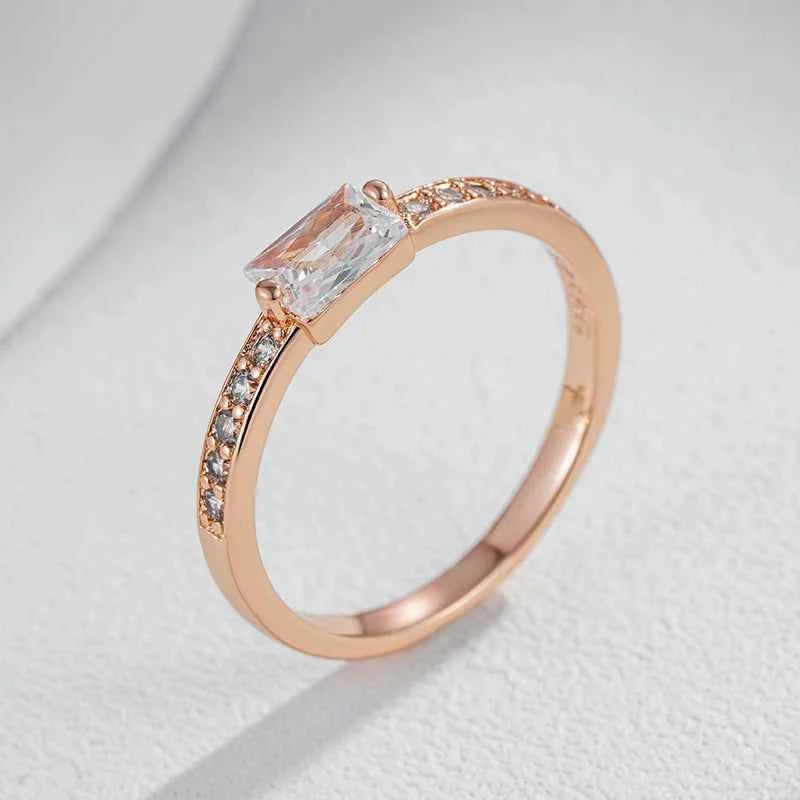Emerald-Cut White Zircon Half-Eternity Ring