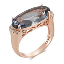 Rose Gold Large Grey Oval Zircon Cocktail Ring