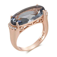 Rose Gold Large Grey Oval Zircon Cocktail Ring