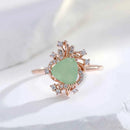 Triangular Green Zircon with Clear Halo Ring