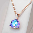 Rose Gold Triangular Color-Shift Zircon Pendant Necklace