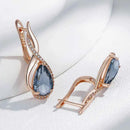 Rose Gold Grey Zircon Twisted Teardrop Earrings