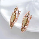Rose Gold Light Brown Marquise Zircon Drop Earrings