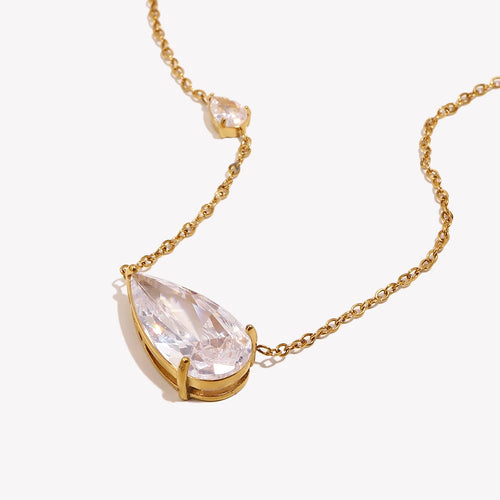 Dual Teardrop Crystal Necklace - SEIYI