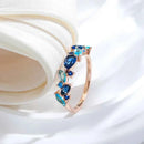 Ombre Blue Zircon Leaf-Shape Rose Gold Ring
