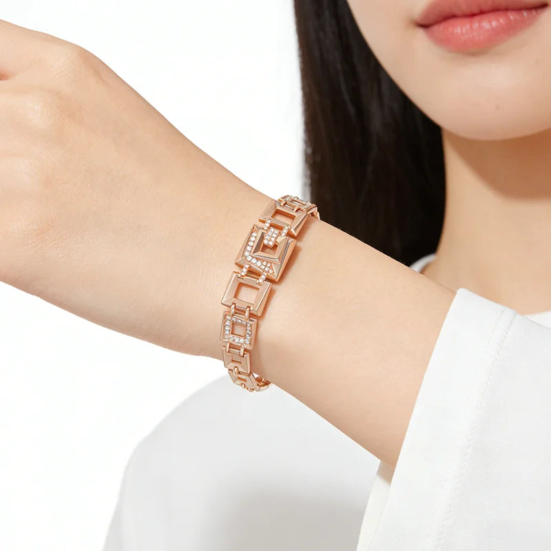 Geometric Zircon Link Statement Bracelet - SEIYI