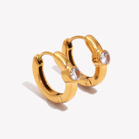 Single Round Crystal Mini Huggie Hoop Earrings